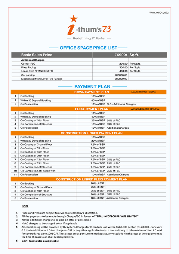 ithums 73 office space price list